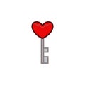 Key, heart, valentineÃ¢â¬â¢s day icon. Element of color Valentine's Day. Premium quality graphic design icon. Signs and symbols Royalty Free Stock Photo